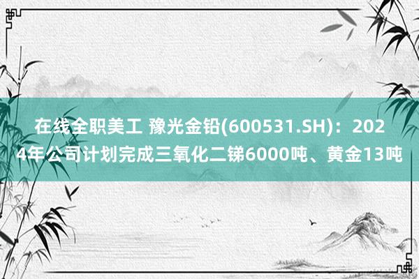 在线全职美工 豫光金铅(600531.SH)：2024年公司计划完成三氧化二锑6000吨、黄金13吨